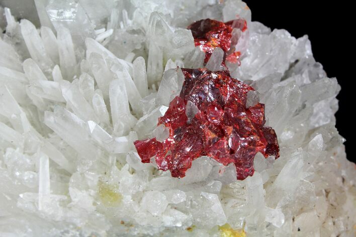 Realgar On Quartz Crystal Cluster - Peru #89356